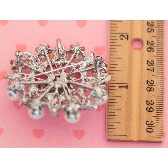 Vintage Sparkling Diamond Art Nouveau Fan Brooch - X5 - Picture 2 of 2